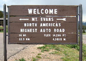 Mt. Evans Colorado 14,200+ feet.